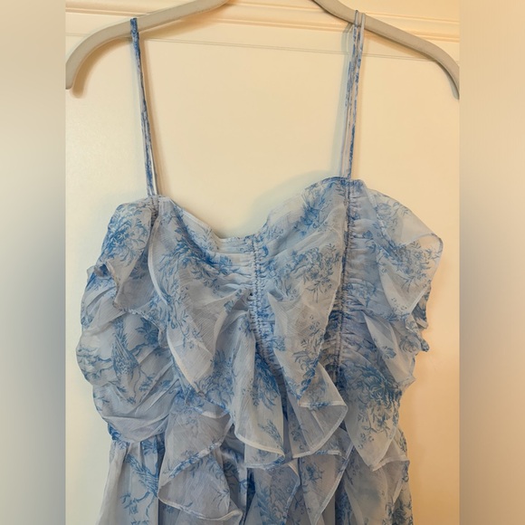 Blue Ruffle Midi Dress - Picture 4 of 7
